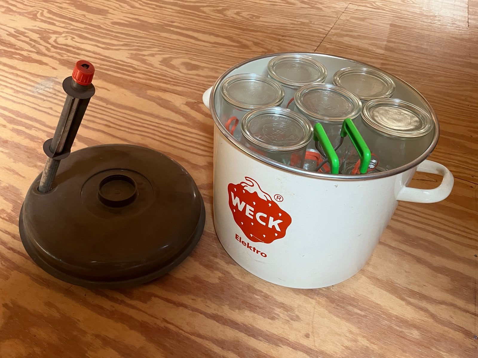Weckketel elektrisch/gas met 18 Weckflessen 1L, Metaal, Ophalen, Beige, Overige typen