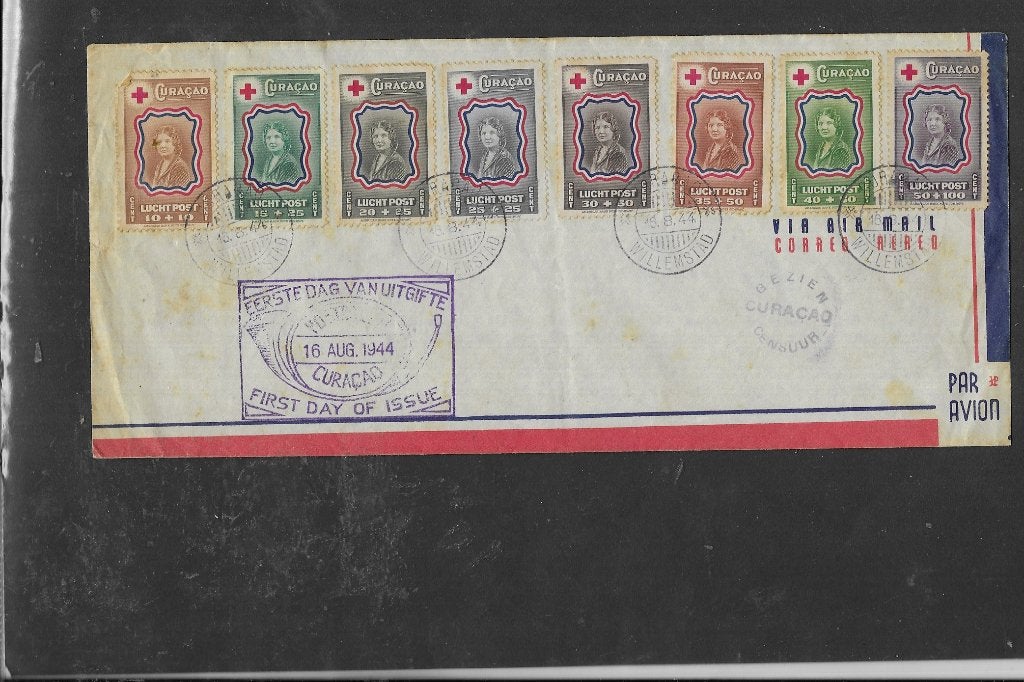 Curacao, FDC 1944, gestempeld, Ophalen of Verzenden, Gestempeld