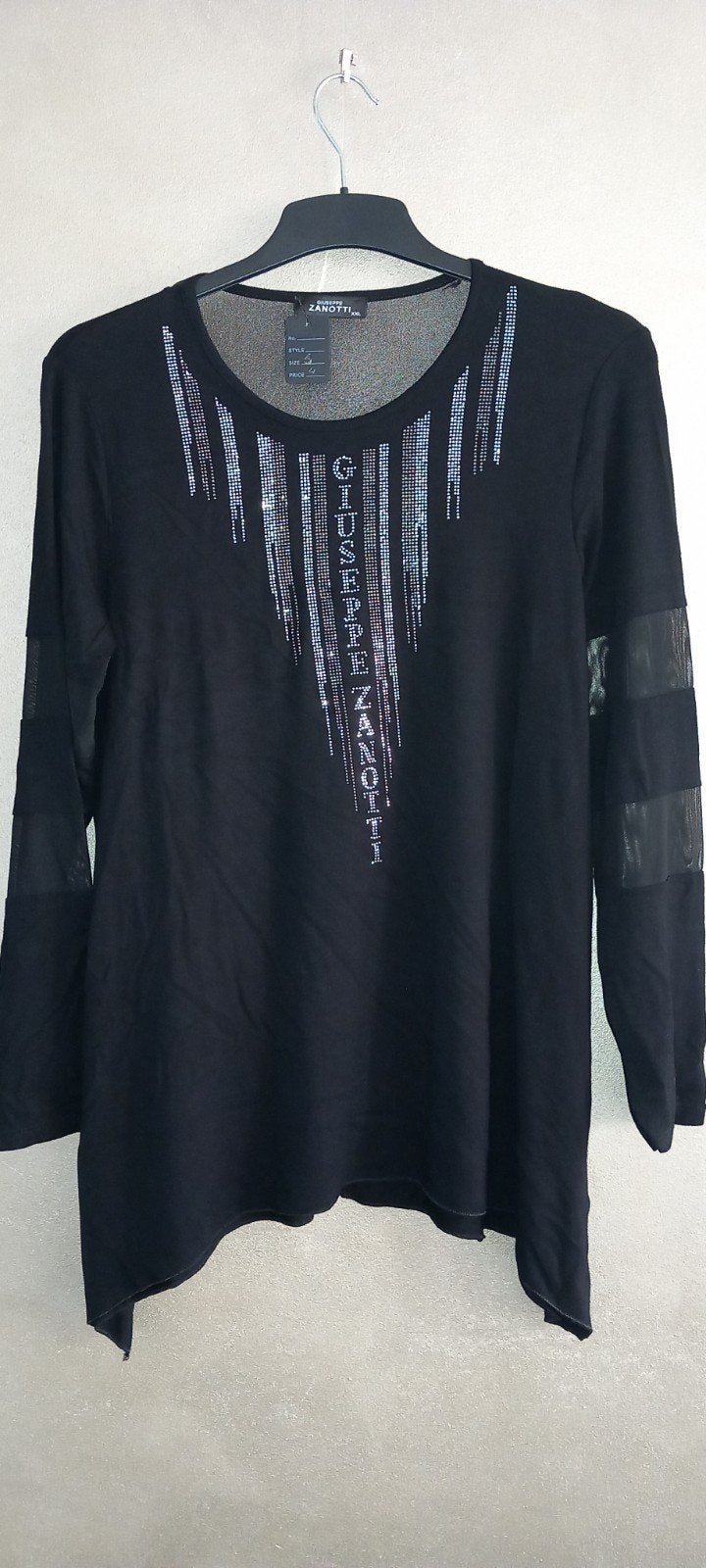Nieuw zwart lang T-shirt maat XXL met bling bling, Giuseppe Zanotti, Zwart, Maat 46/48 (XL) of groter, Nieuw