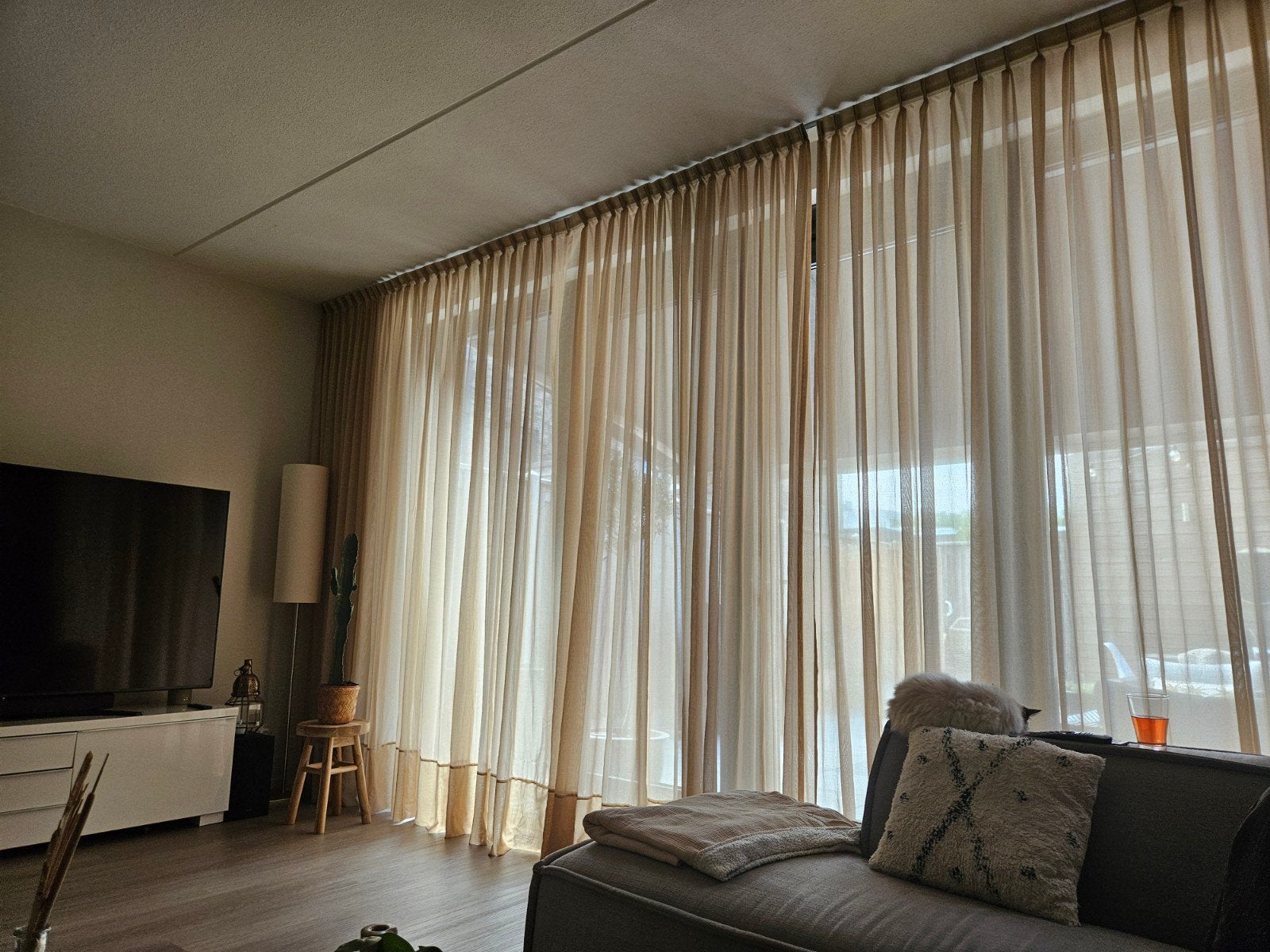Lichtdoorlatende Inbetween Gordijnen - Beige, Ophalen, Gebruikt, Beige, Lichtdoorlatend