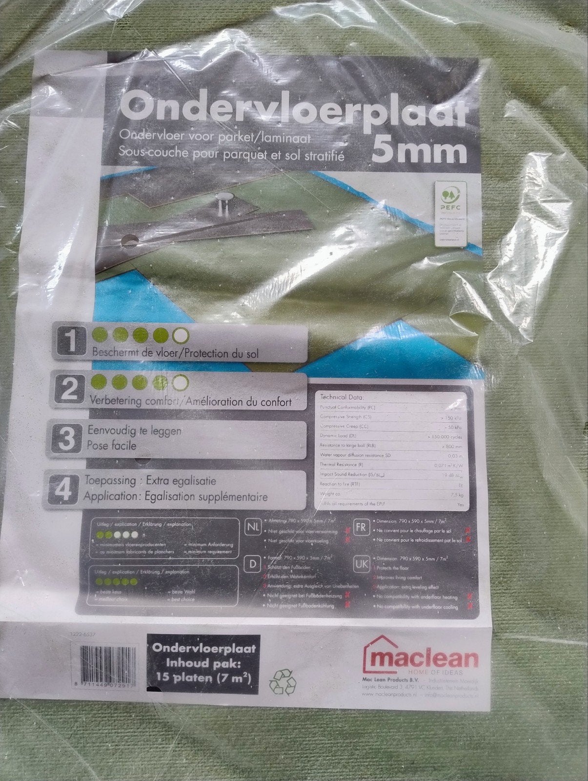 Gratis ondervloerplaten 5mm - 2,8 m2, Ophalen, 50 tot 150 cm, Overige typen, Nieuw