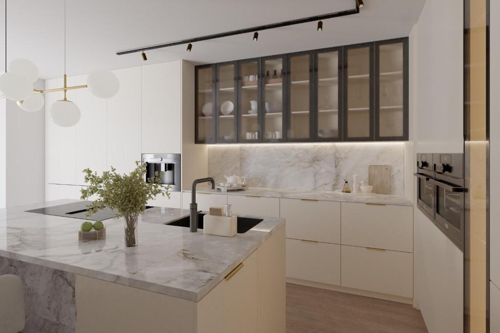 L-keuken met kookeiland showroom actie, Huis en Inrichting, Keuken | Complete keukens, Ophalen, Overige materialen, Overige typen