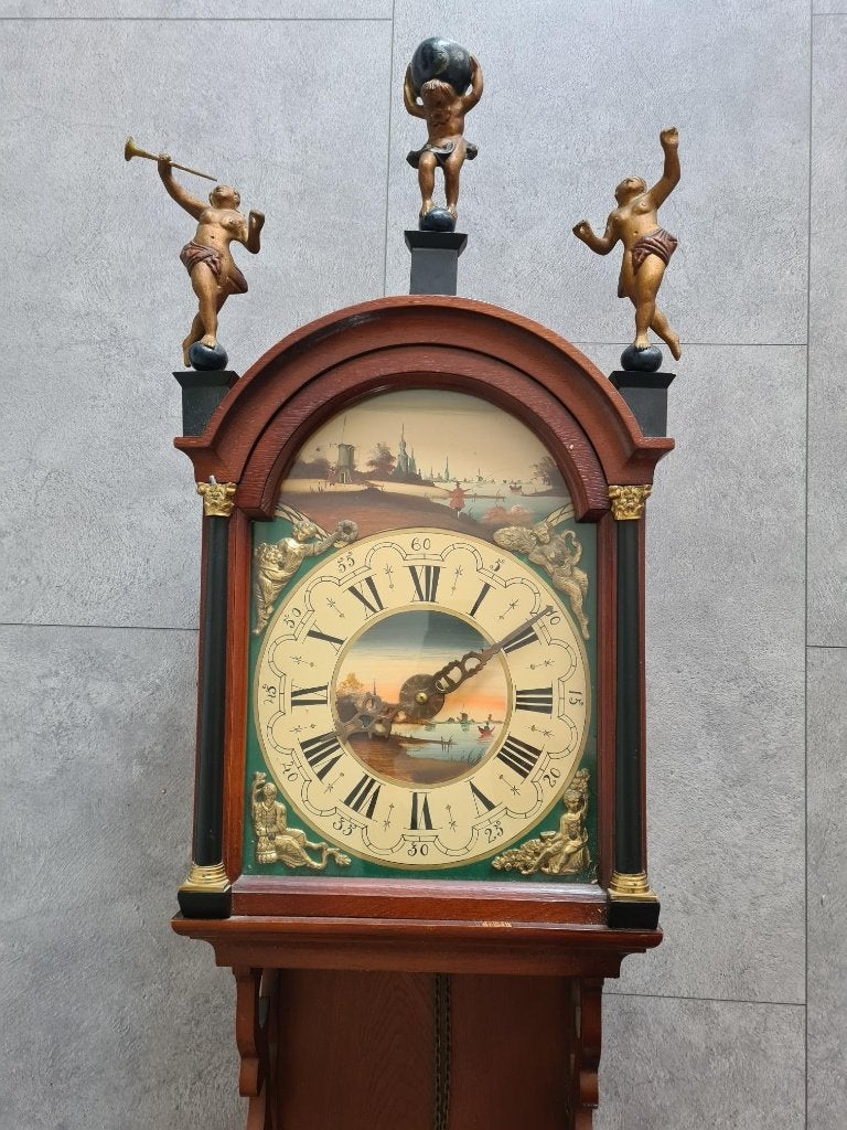 Antieke Nederlandse maanstand wandklok, Ophalen of Verzenden