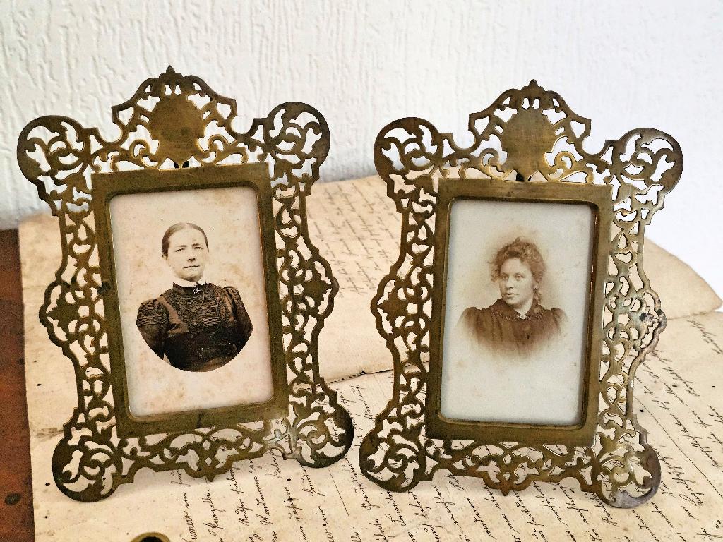 Set van 2 antieke Franse ART NOUVEAU fotolijstjes /fotolijst, Ophalen of Verzenden