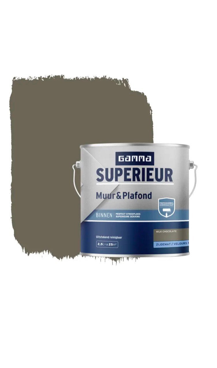 Gamma Muurverf Milk Chocolate 8 Liter, Gebruikt, 5 tot 10 liter, Beige, Ophalen of Verzenden