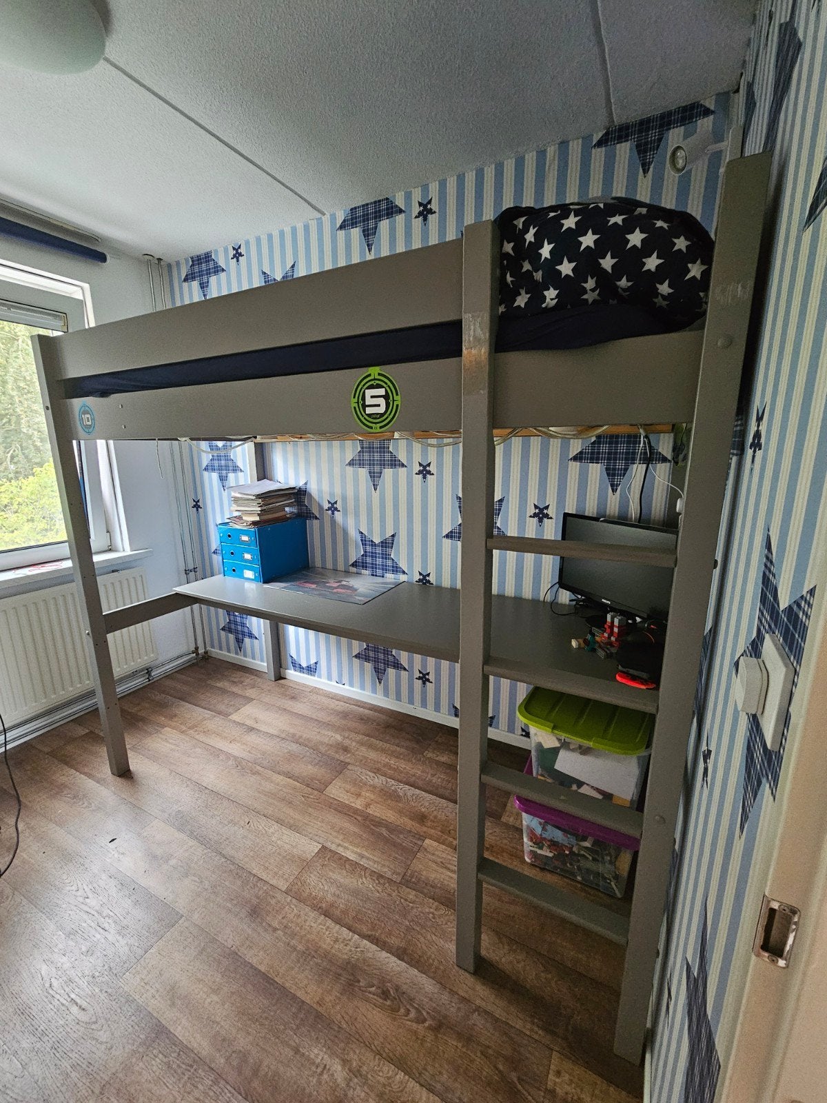 1-persoons hoogslaper met bureau - Almere Kruidenwijk, Ophalen, Gebruikt, Eenpersoons, 90 cm