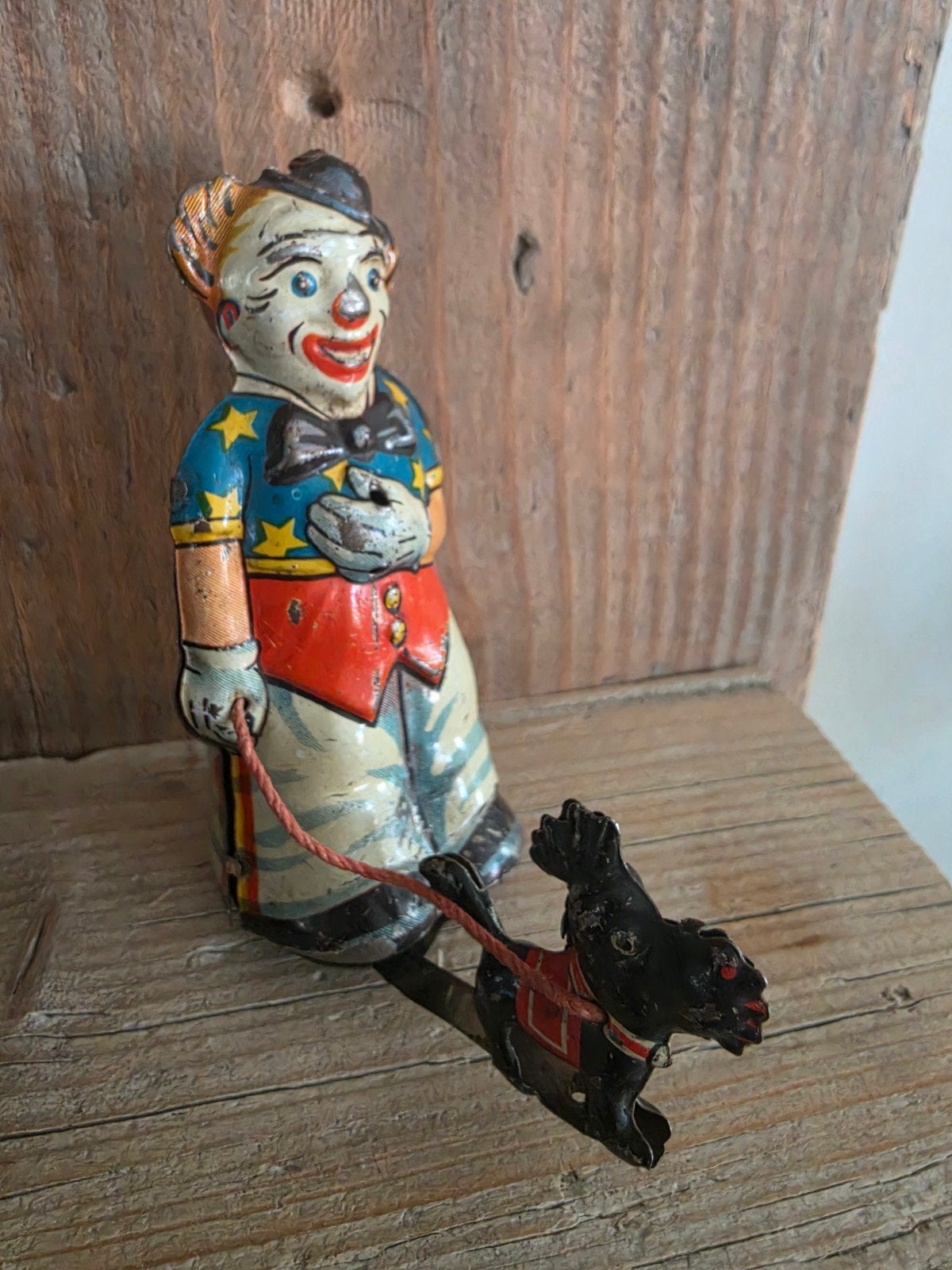 Antiek blikken clown met hond D.R.G.M. Germany 1930, Antiek en Kunst, Ophalen of Verzenden