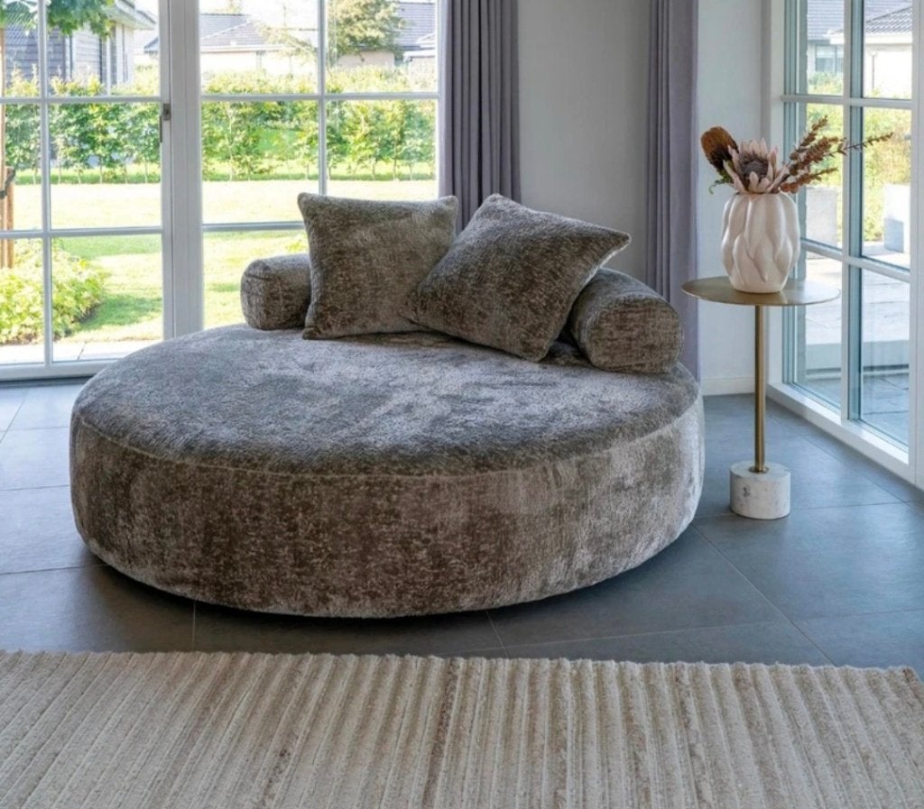 House Nordic Daybed Cairo Chenille Rond Naturel, Huis en Inrichting, Banken | Bankstellen, Ophalen, Ronde bank, Overige maten