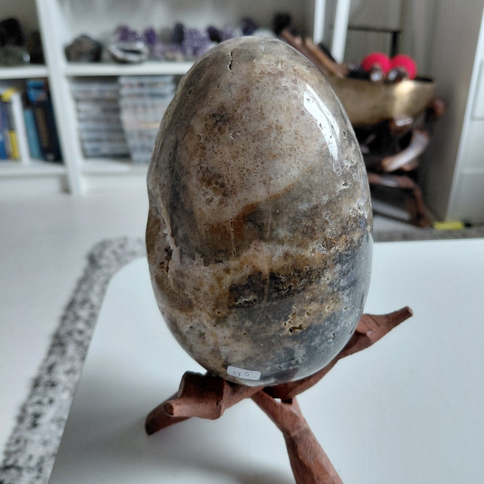 Prachtige Geode Ei met Kwarts Kristallen, Ophalen of Verzenden, Mineraal
