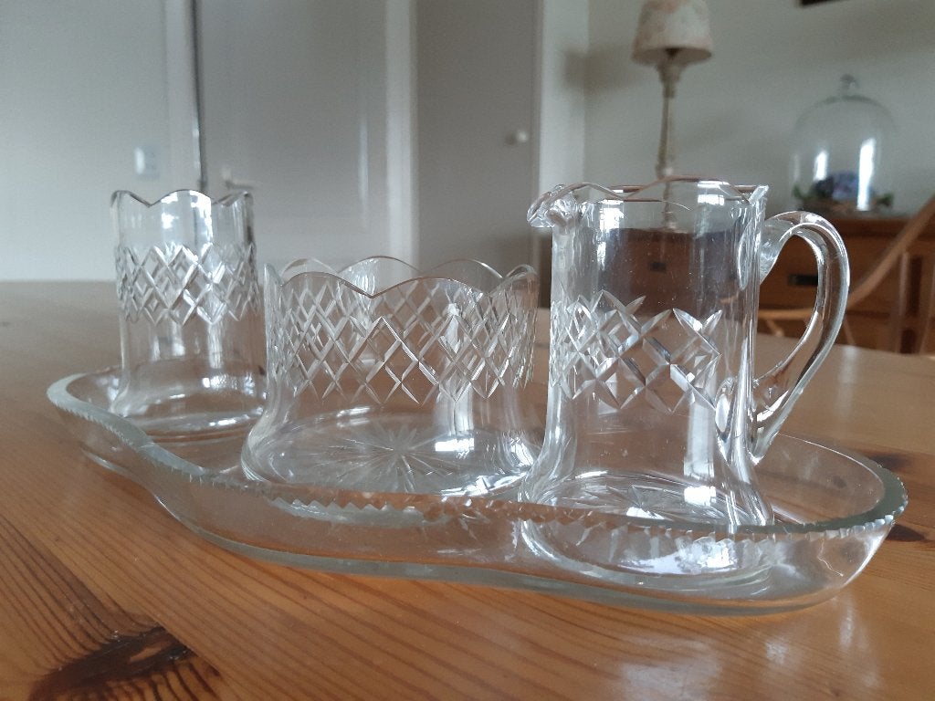 Roomstel van glas 4-delig, Antiek en Kunst, Ophalen of Verzenden