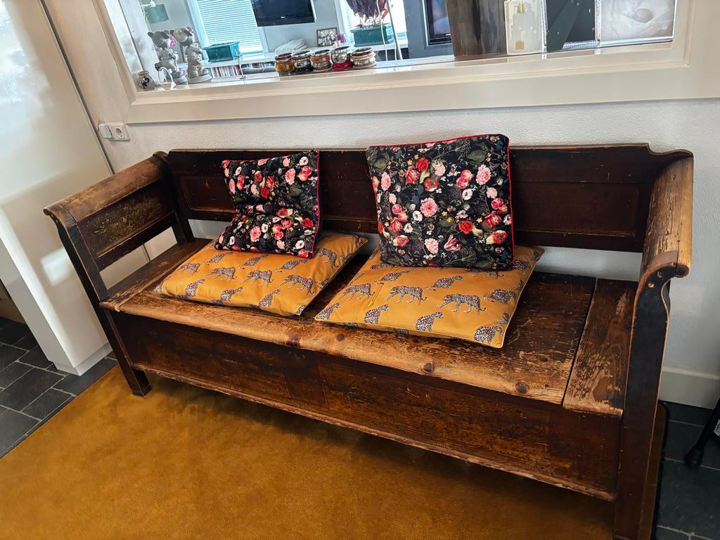 Antieke Klepbank - Robuuste Houten Bank met Opbergruimte, Ophalen