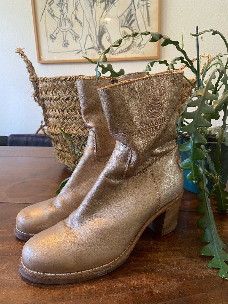 Aparte mat gouden leren Shabbies enkel laarsjes mt 38 i.g.st, Kleding | Dames, Schoenen, Overige kleuren, Shabbies Amsterdam, Lage of Enkellaarzen