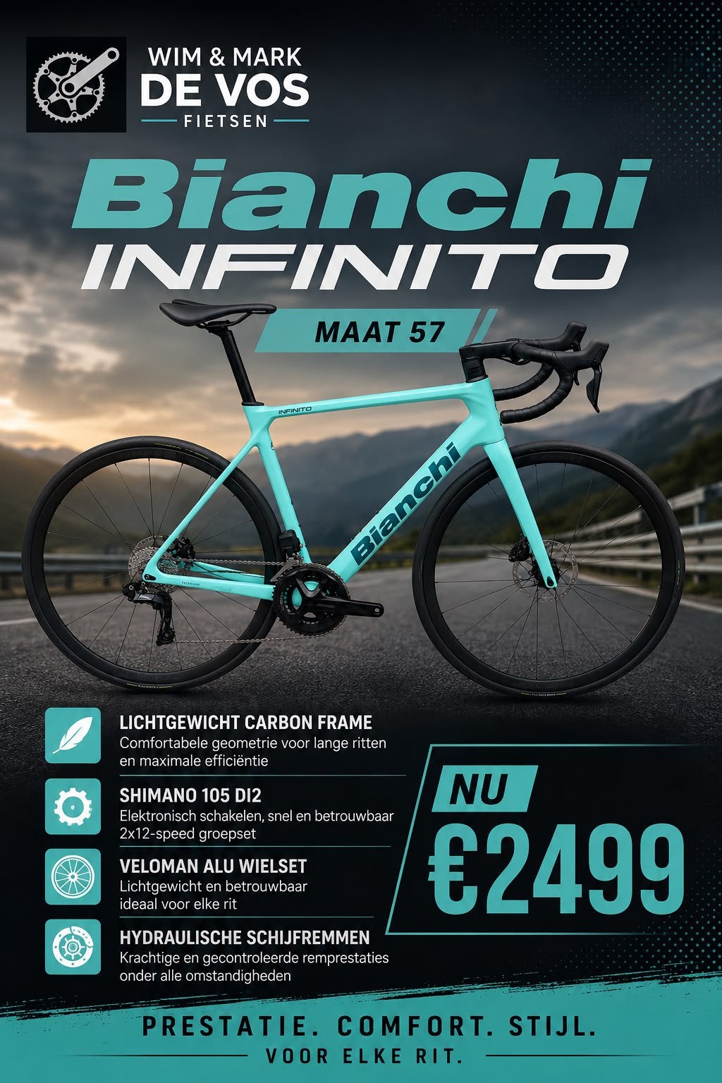 Nieuwe Bianchi infinito nu mooie prijs, Minder dan 10 versnellingen, Ophalen, Overige merken, Nieuw