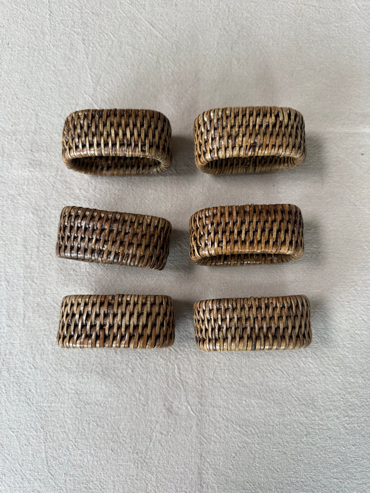 Set van 6 rotan servetringen, Huis en Inrichting, Ophalen, Bruin, Landelijk, Zo goed als nieuw