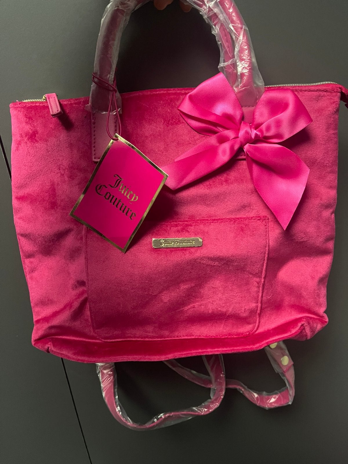 Juicy couture fuchsia roze velvet fluweel tas rugzak strik, Sieraden, Tassen en Uiterlijk, Tassen | Damestassen, Ophalen of Verzenden