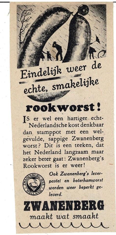 Eindelijk de echte, smakelijke rookworst. ZWANENBERG OSS, Verzamelen, Verzenden, Zo goed als nieuw, Overige typen