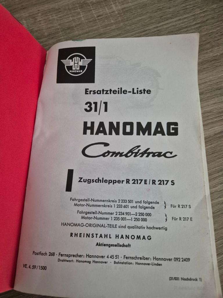 Handleiding hanomag, Ophalen of Verzenden