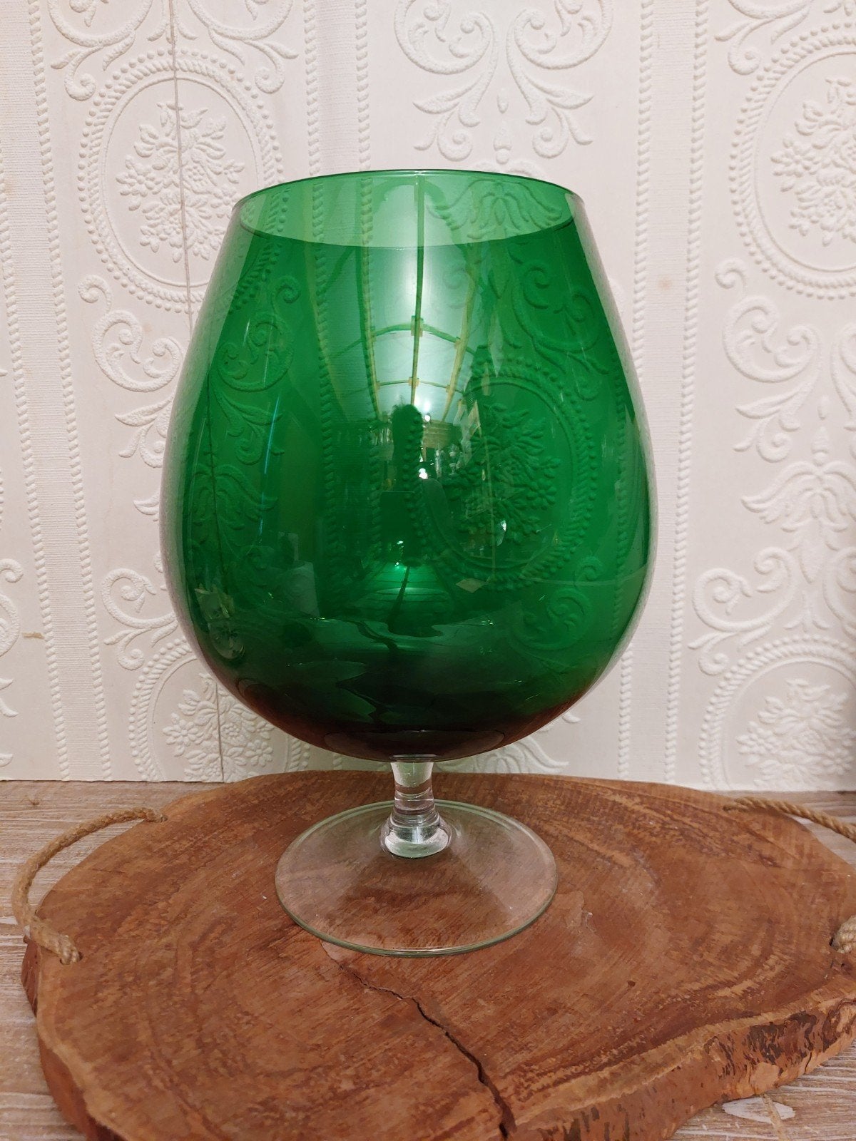 vintage glazen brandy balloon vaas op voet, Ophalen of Verzenden