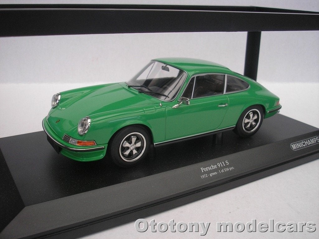 Porsche 911 S 1972 Groen 1/18 Minichamps, Ophalen of Verzenden, Nieuw, Auto, MiniChamps