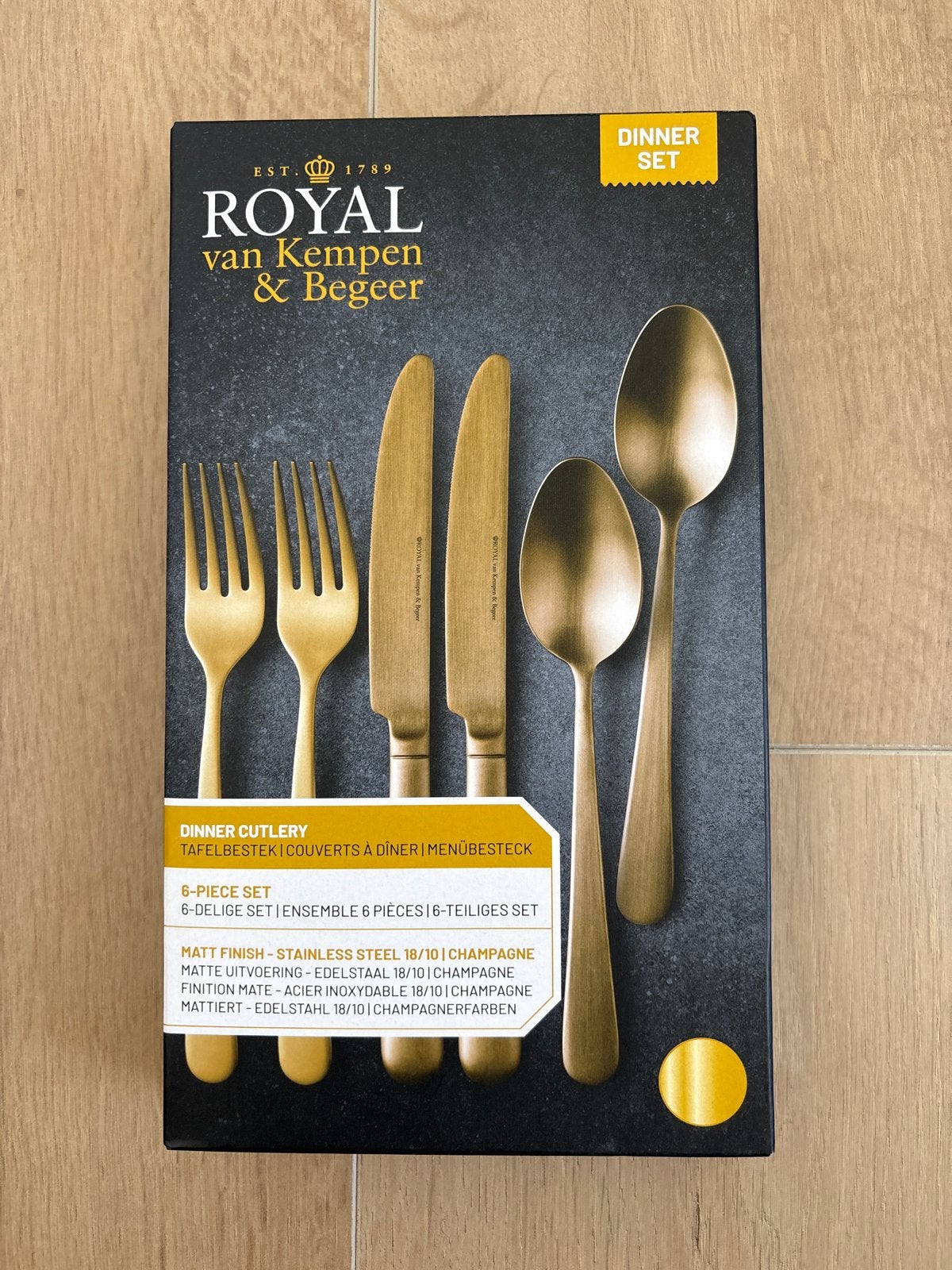 Royal van Kempen & Begeer bestekset 6-delig champagne, Bestekset, Nieuw, Rvs of Chroom, Ophalen