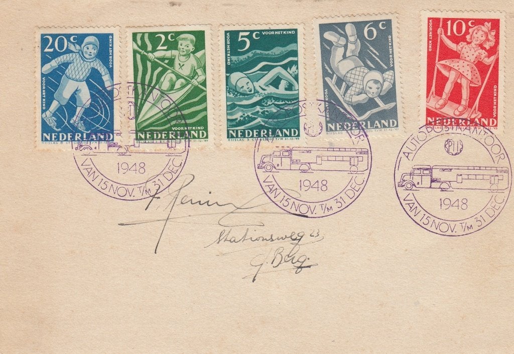 Nederland- 3.51.6 1948- Kinderzegels- Briefkaart- G, Postzegels en Munten, Ophalen of Verzenden, Na 1940, Gestempeld