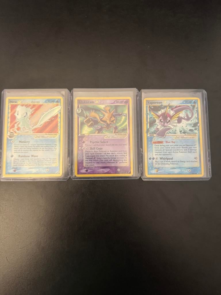 Pokémon Gold Star Kaarten – Mew, Vaporeon & Alakazam, Ophalen of Verzenden, Gebruikt, Meerdere kaarten