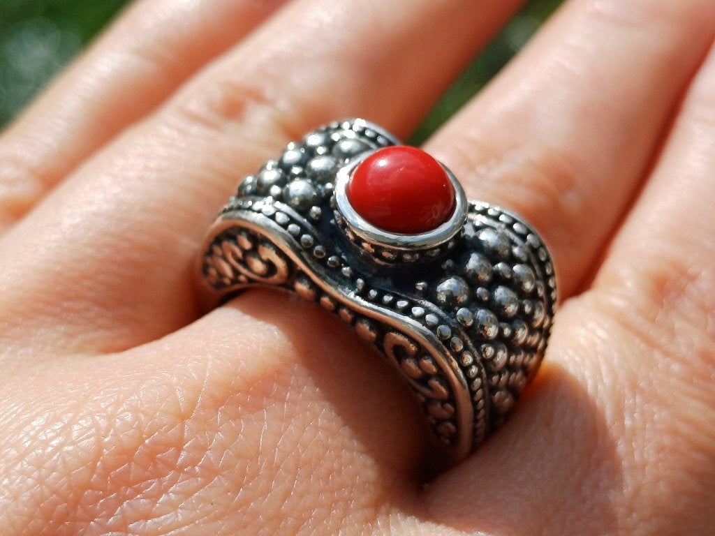 Vanoli 925 zilveren ring met koraal maat 19,5, Daiva1973@hotmail.com, Vanoli, 19 tot 20, Amsterdam