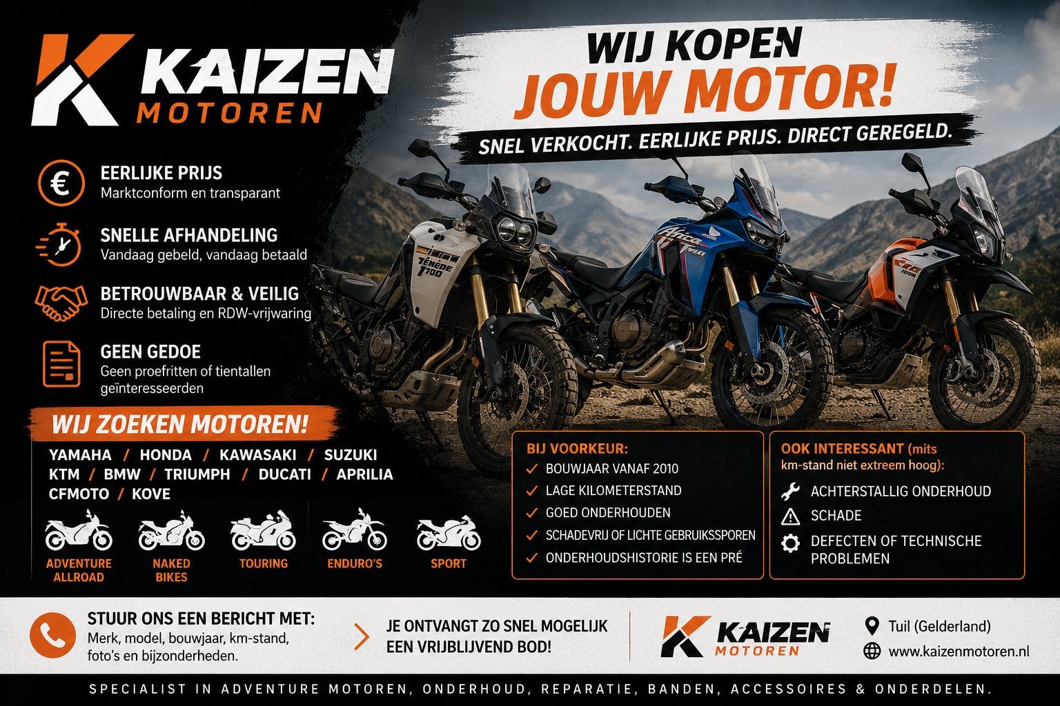 MOTOR VERKOPEN? | Kaizen Motoren koopt jouw motor, Motoren, Ophalen