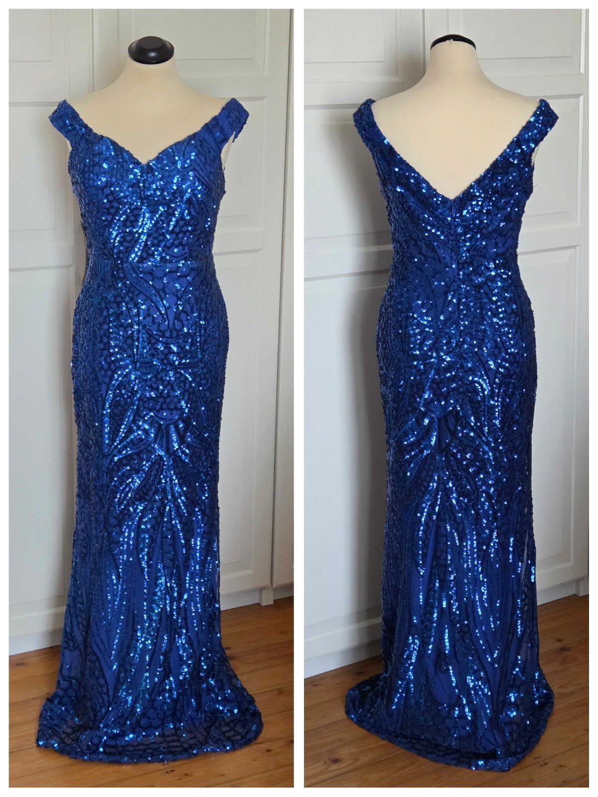 Dreamdresses koningsblauwe glitter galajurk pailletten 38, Maat 38/40 (M), Galajurk, Dreamdresses, Blauw