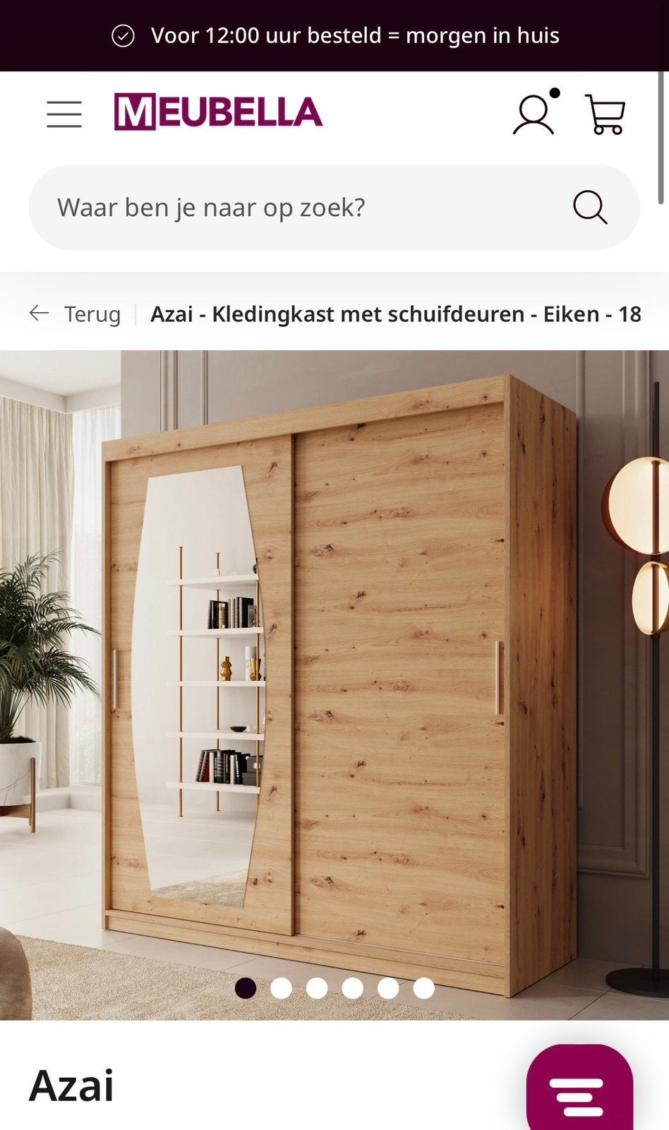 Eiken kledingkast van Meubella, Ophalen, Met deur(en), 200 cm of meer, 150 tot 200 cm