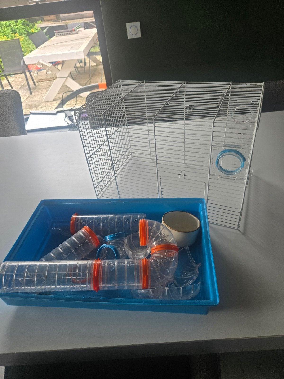 Hamsterkooi met tunnel, Dieren en Toebehoren, Knaagdieren en Konijnen | Toebehoren, Ophalen, Zo goed als nieuw, Overige typen