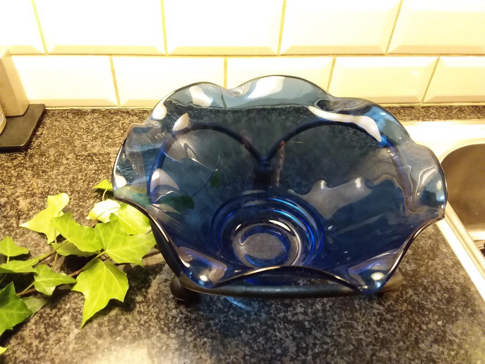 Fruitschaal. Kobaltblauw. VINTAGE, Ophalen of Verzenden