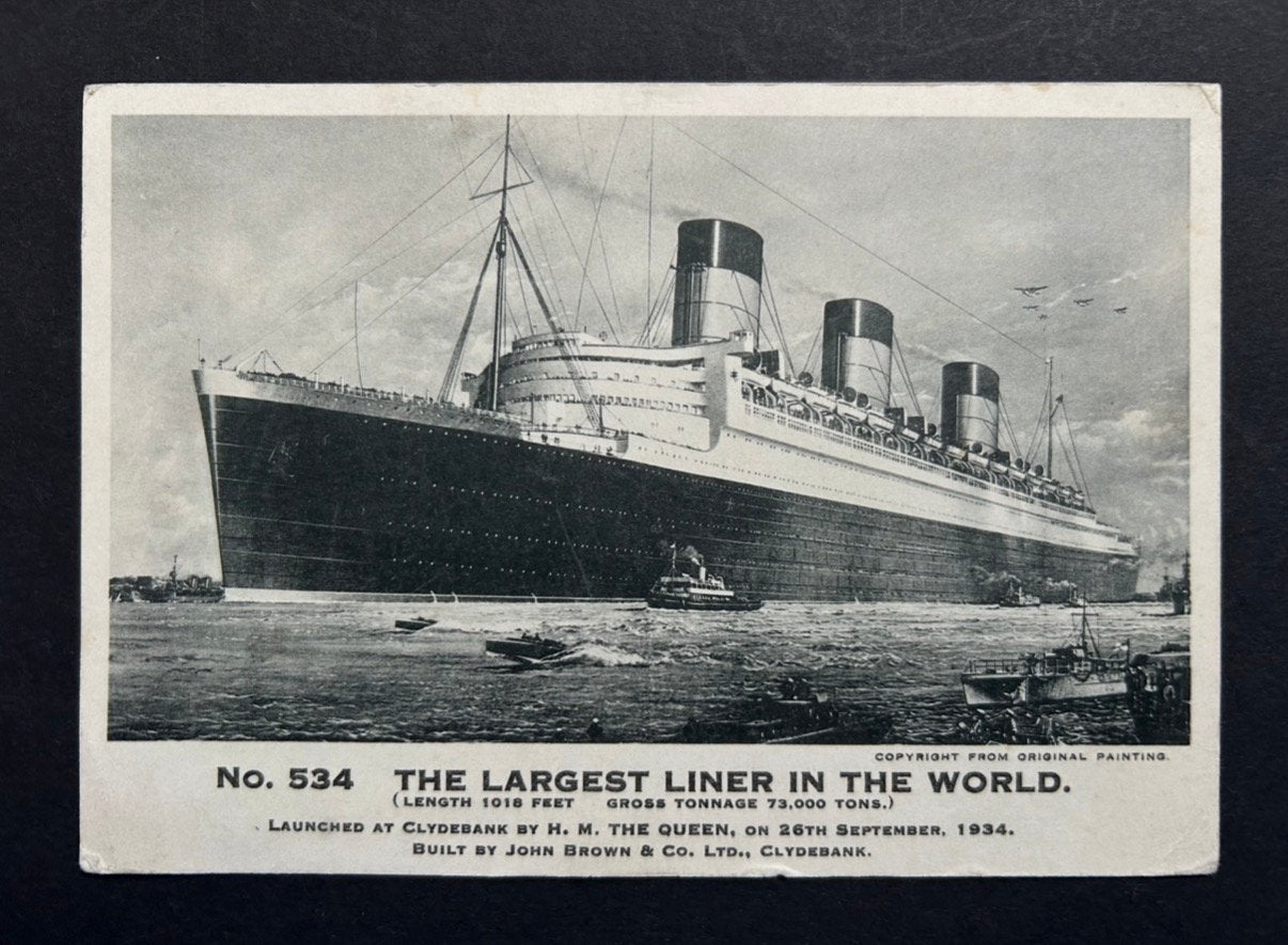 Ansichtkaart Queen Mary,1934, Ophalen of Verzenden, Zo goed als nieuw, Kaart, Foto of Prent