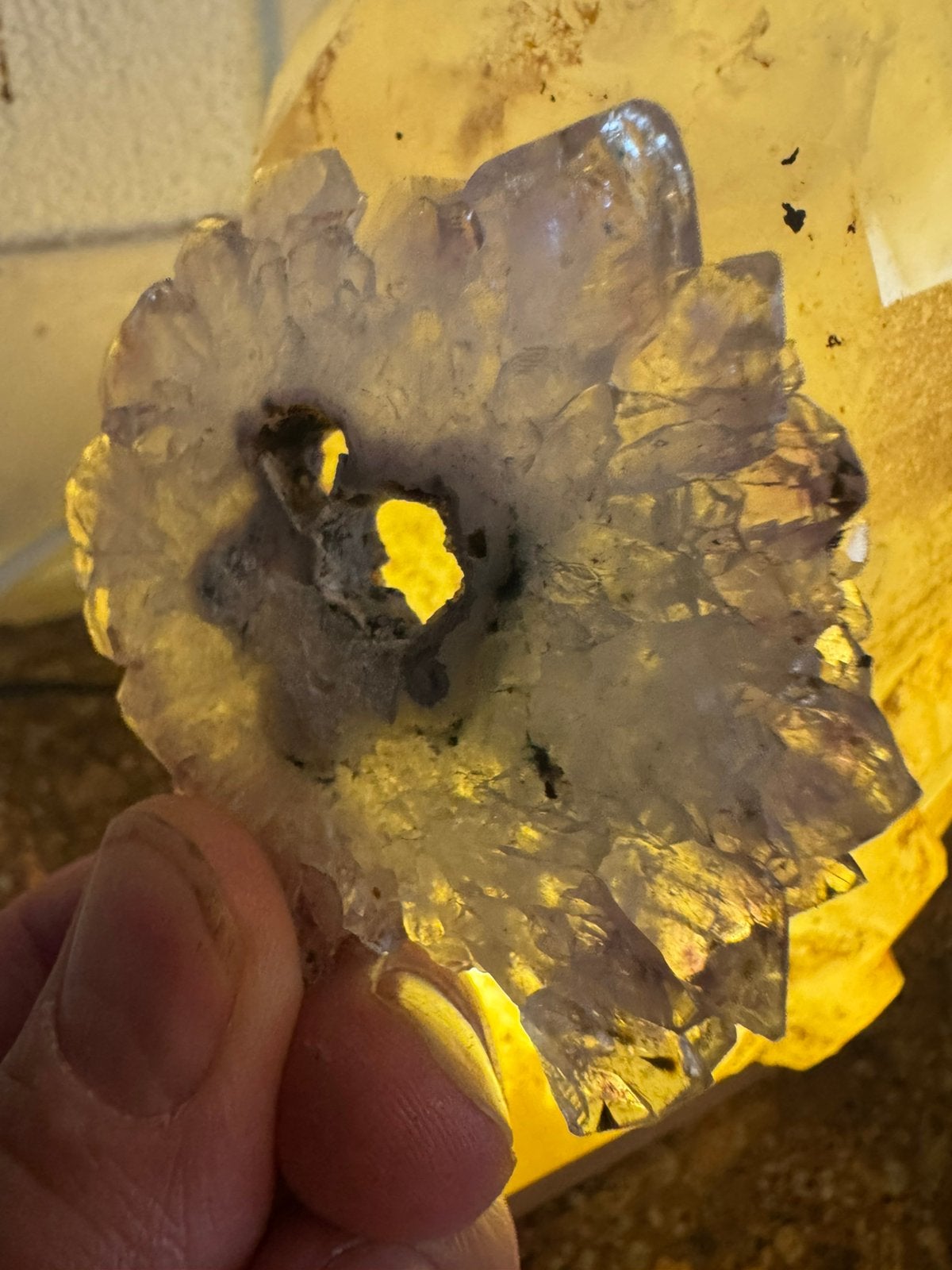 Amethist stalactiet schijf, Ophalen of Verzenden, Mineraal