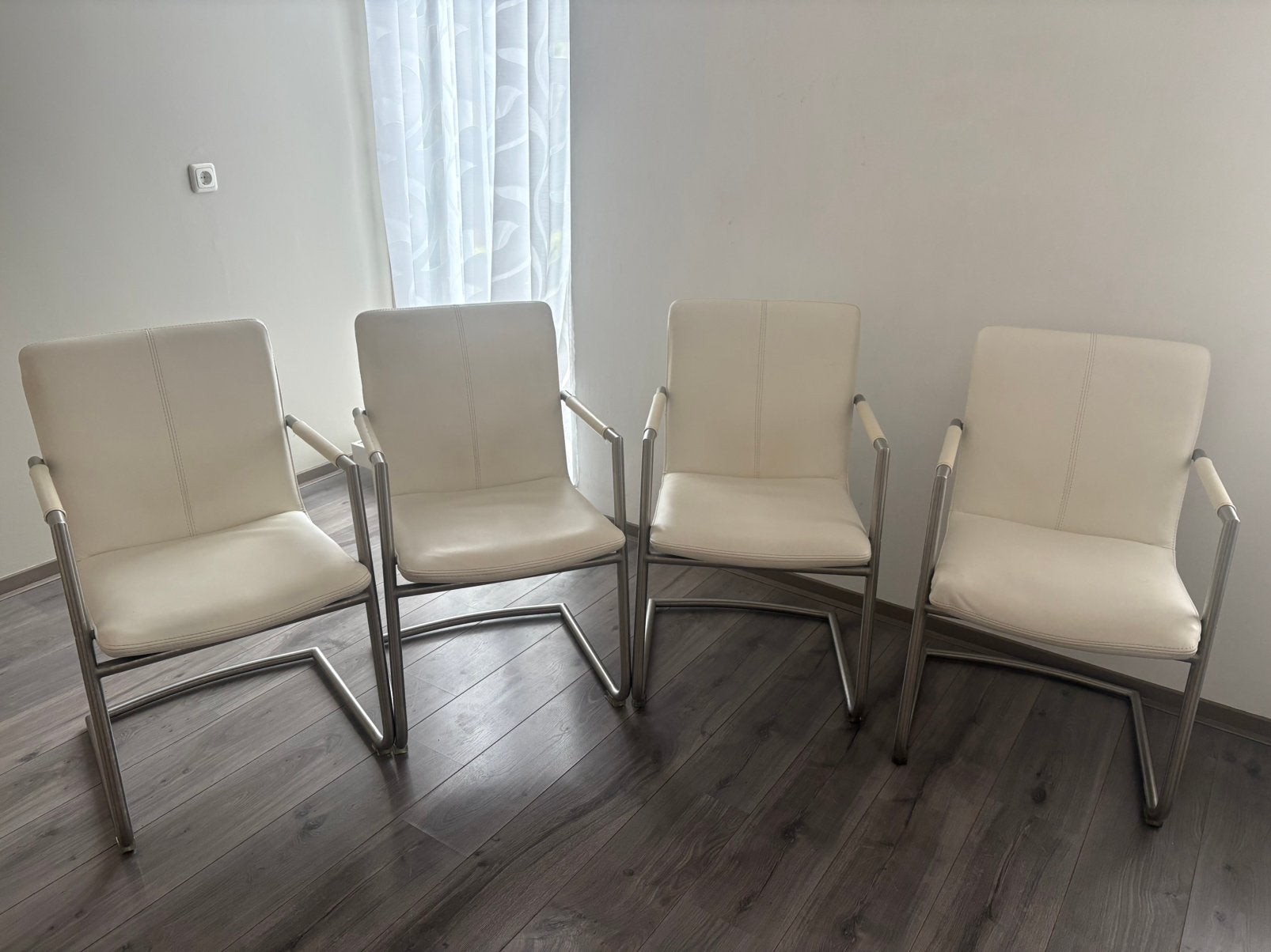 Eetkamer stoelen wit leer, Huis en Inrichting, Ophalen, Gebruikt, Wit, Leer