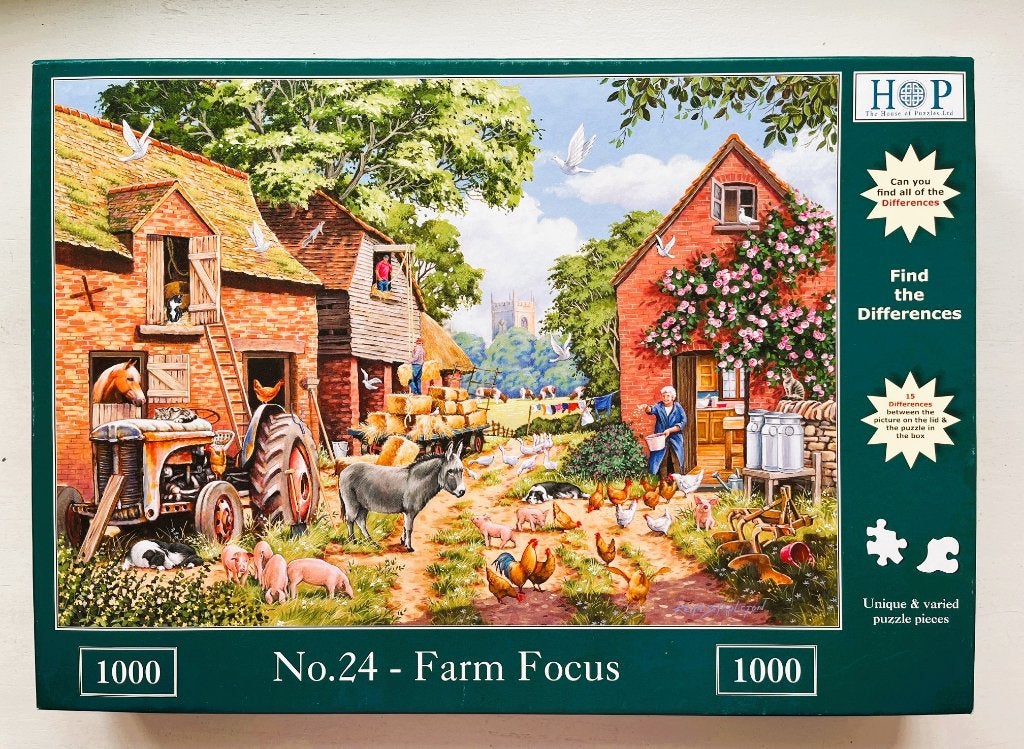 HOP Puzzel 1000 - Farm Focus, Ophalen of Verzenden, 500 t/m 1500 stukjes, Zo goed als nieuw, Legpuzzel