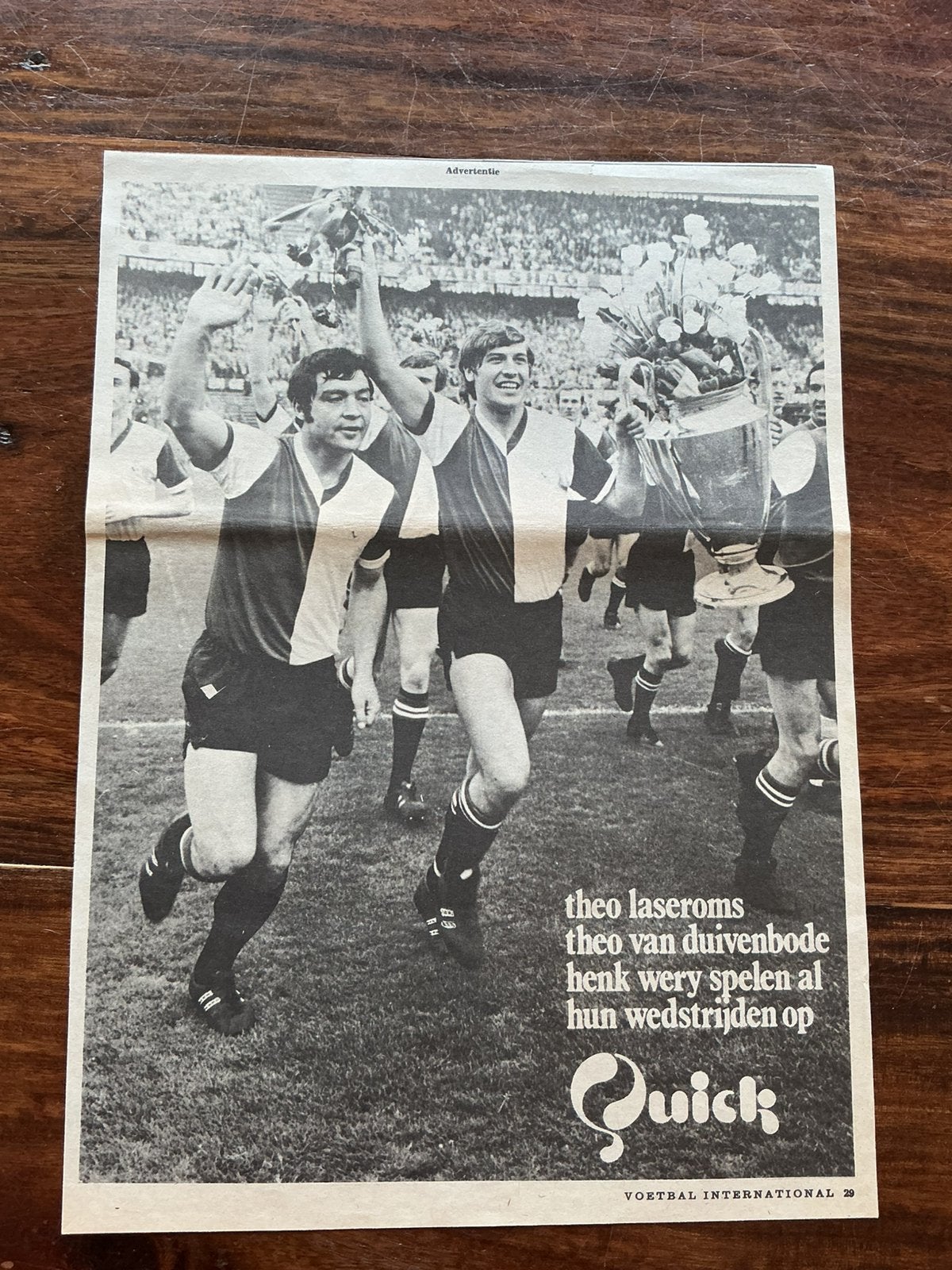 Voetbal reklame Quick Laseroms Duivenbode Wery Feyenoord 70, Ophalen of Verzenden, Knipsel(s)