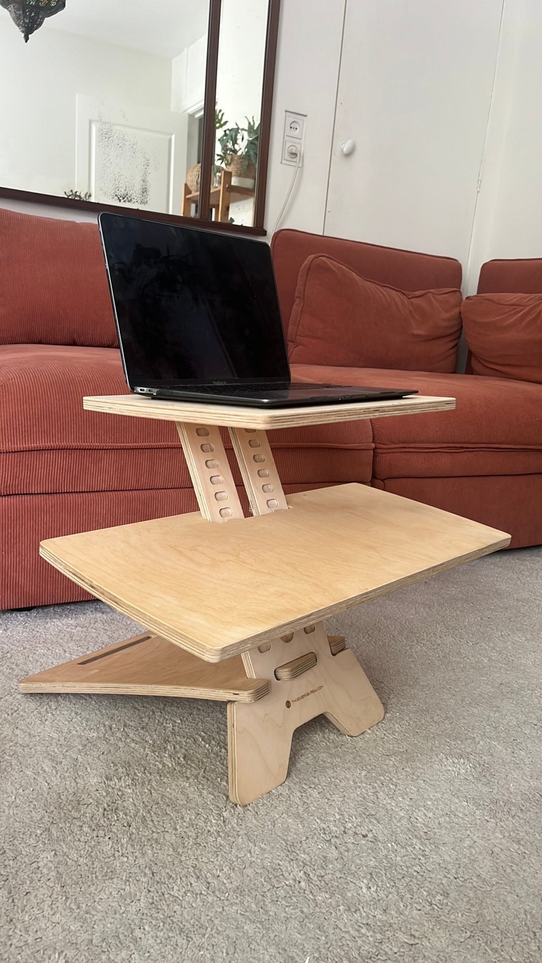 Laptopstandaard zit sta bureau hout standing desk, Ophalen