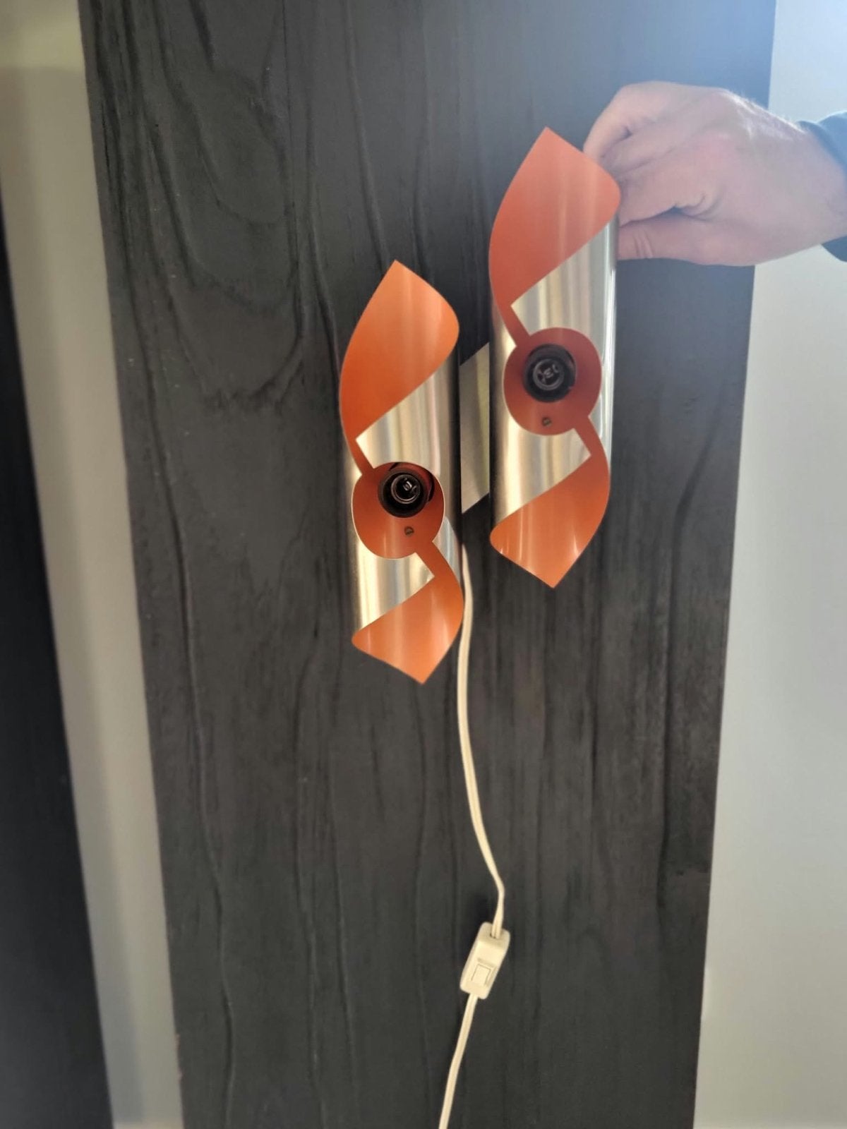 Vintage Oranje en Chroom wokkel Wandlampen (Set van 2), Ophalen of Verzenden