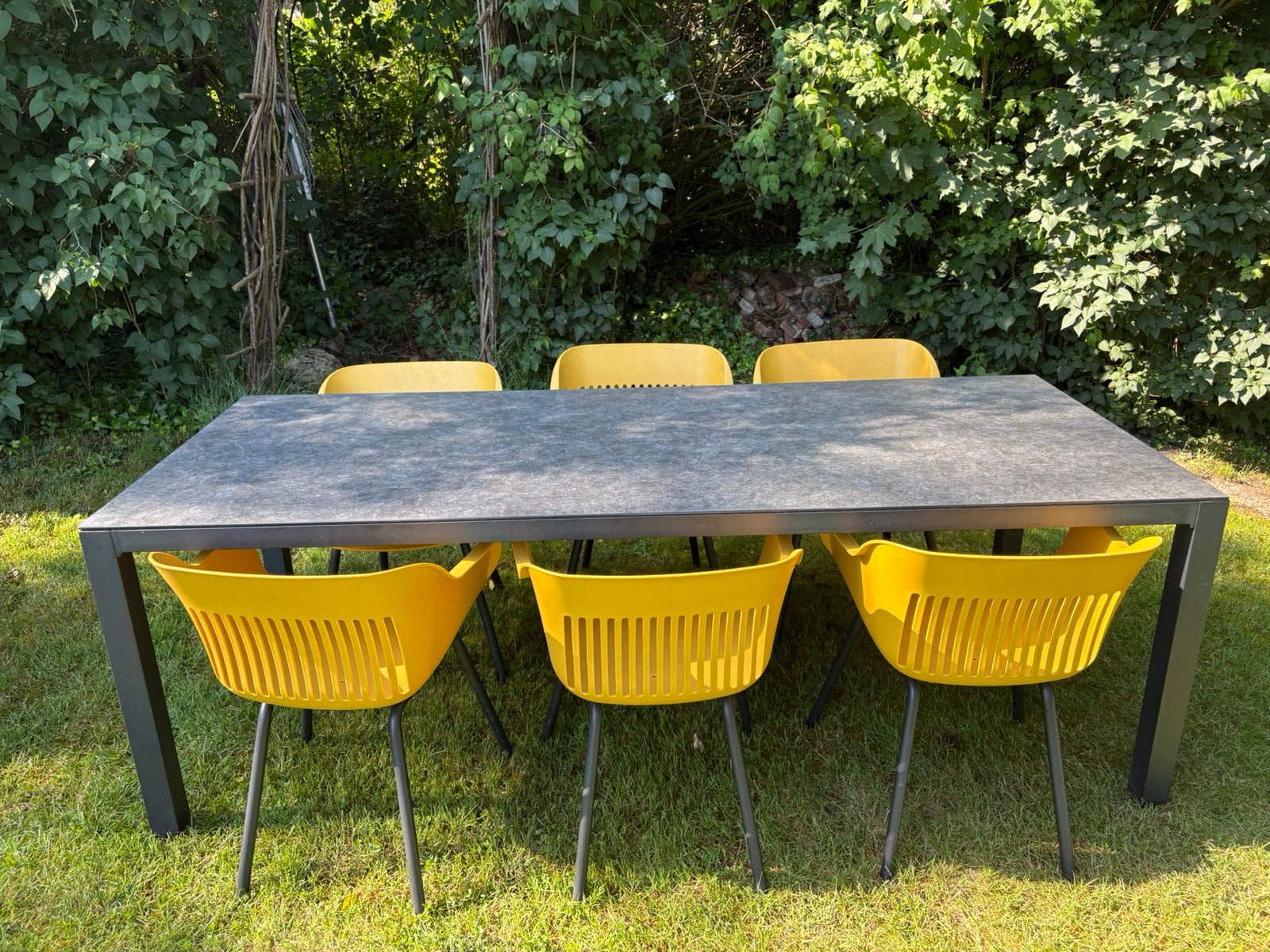 Hartman Sophie element Madras tuintafel 6 x kuipstoel yellow, Ophalen, Zo goed als nieuw, Rechthoekig, Aluminium