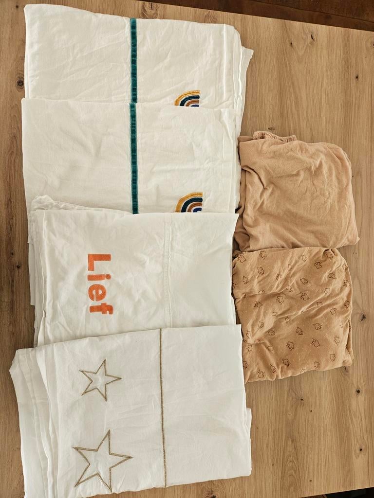 Baby beddengoed: 4 lakens en 2 hoeslakens, Ophalen of Verzenden, Wit, Jongetje of Meisje, Hoeslaken of Sloop