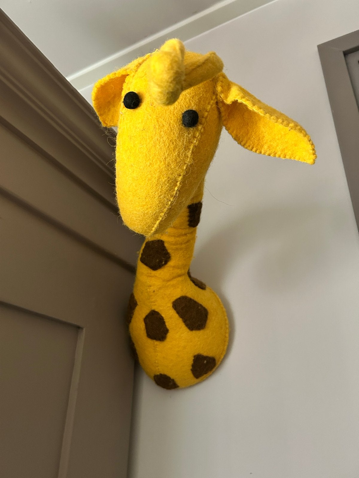 Leuke gele giraf knuffel voor aan de muur, Gebruikt, Overige merken, Giraf, Ophalen of Verzenden