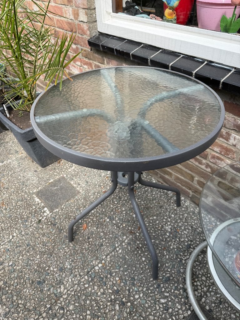 ronde glazen tafel, Ophalen, Gebruikt, 100 tot 150 cm, Rond