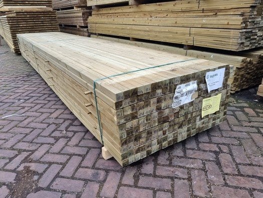 Balkhout -geïmpregneerd 5x5 cm geschaafd 4.5x4.5 cm, Tuin en Terras, Ophalen, Nieuw, 250 cm of meer, Overige typen