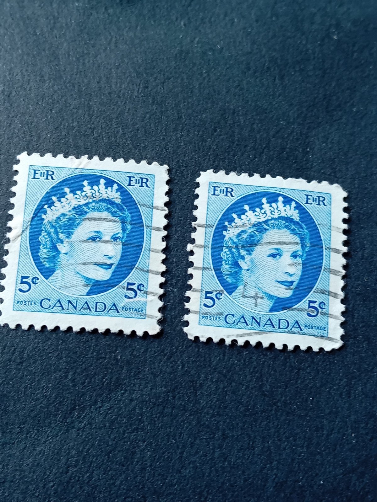 2x Canada 5 cent postzegels Koningin Elizabeth II, Ophalen of Verzenden, Noord-Amerika