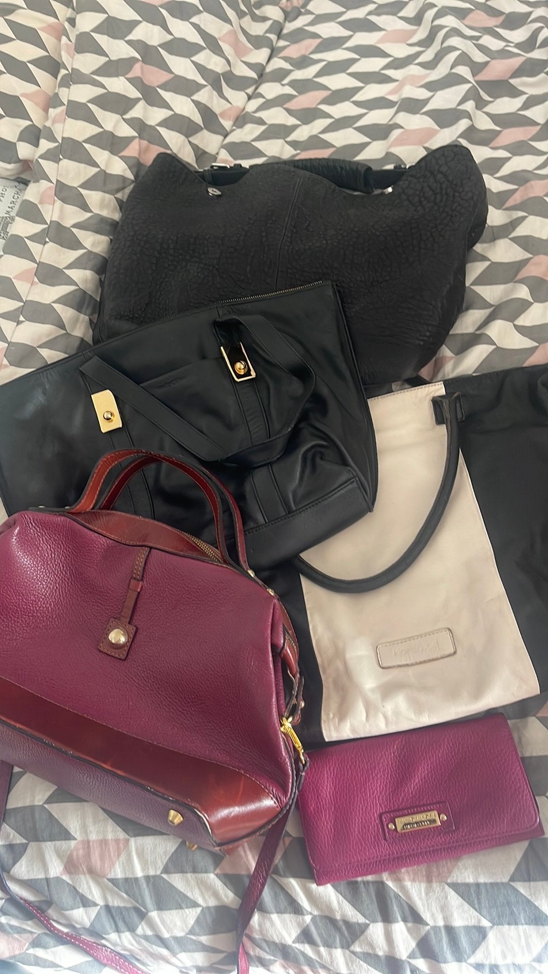 4 tassen/ shoppers/ handtassen met extra hengsel, Ophalen of Verzenden, Zo goed als nieuw, Zwart, Handtas