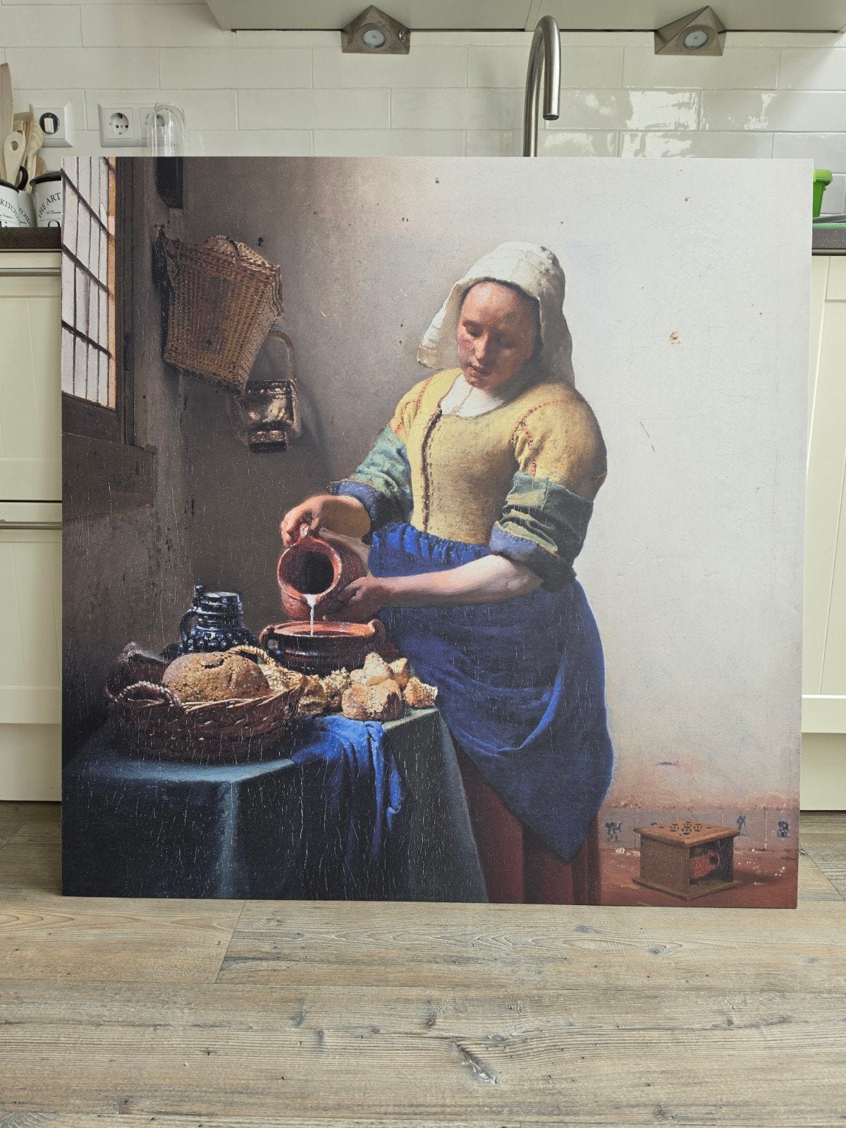 Het Melkmeisje op aluminium, 100x100 cm, Huis en Inrichting, Ophalen, Oorspronkelijke maker, 75 tot 100 cm, 75 – 100