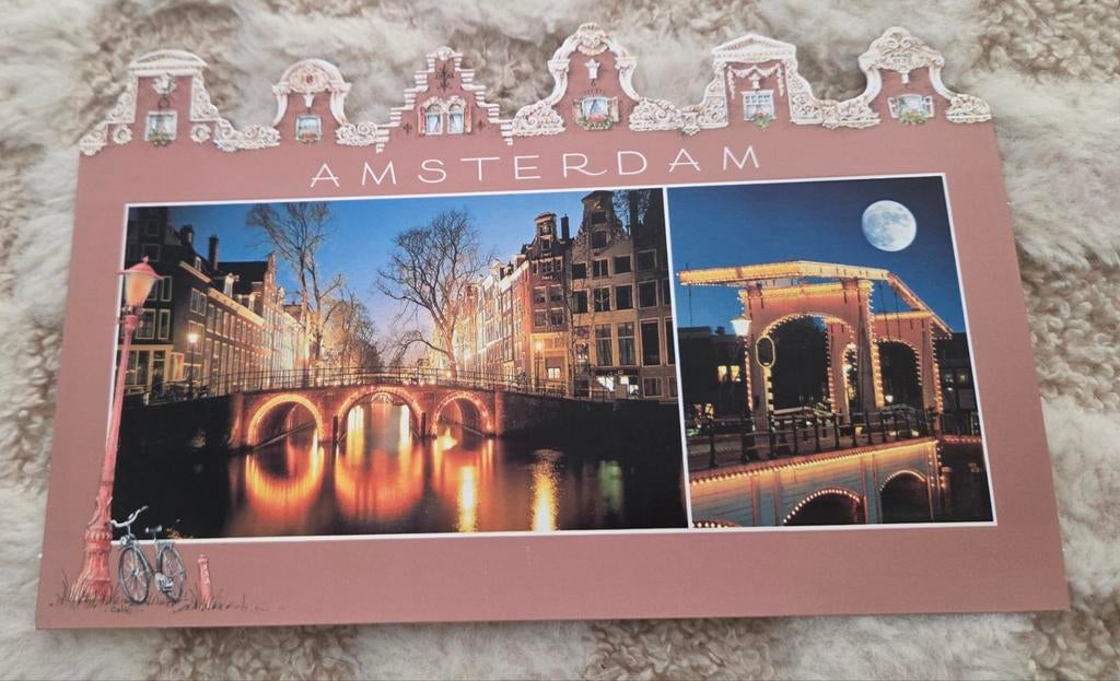 Magere Brug en grachten - Amsterdam bij nacht, Verzenden, Ongelopen, Noord-Holland