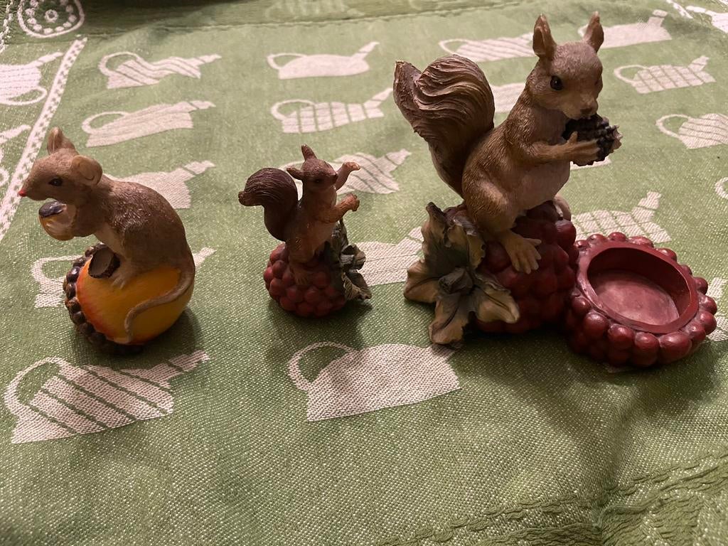 Eekhoorn en muis waxinehouders, Ophalen of Verzenden, Zo goed als nieuw, Overige materialen, Minder dan 25 cm