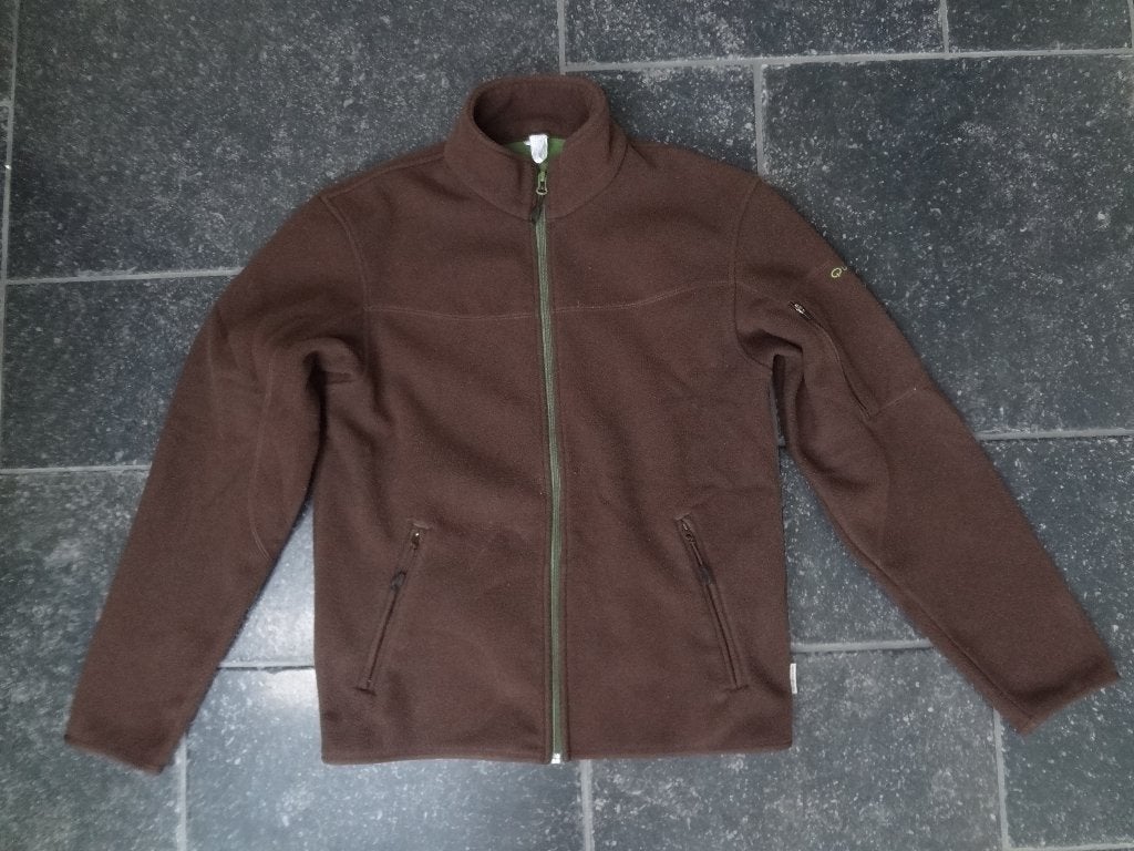 Fleece jas maat S, bruin, binnenkant groen, Quechua, Bruin, Ophalen of Verzenden, Zo goed als nieuw